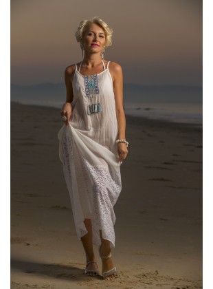 Maxi dress with net fabric on bottom